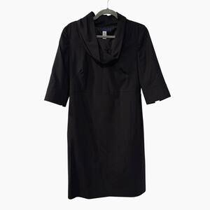 J Crew 4 Cowl Neck $198 Wool Blend Sheath Dress Bodycon 3/4 Sleeves Pencil Black